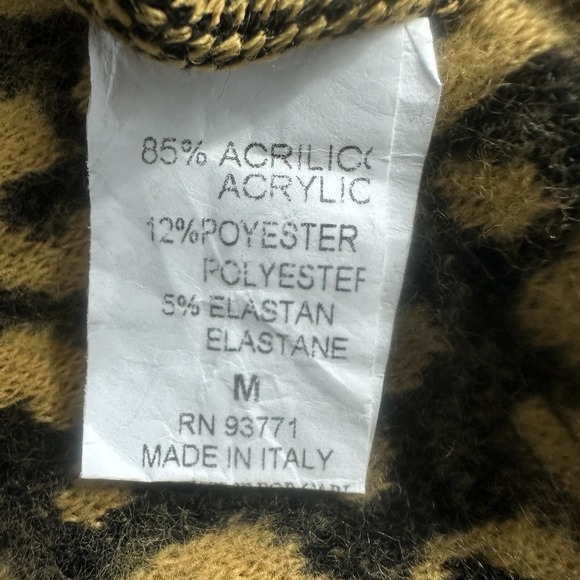 VASNA Italy Womens Dress M Tan Gray Leopard Animal Print Sweater Shift Mob Wife - Picture 12 of 13